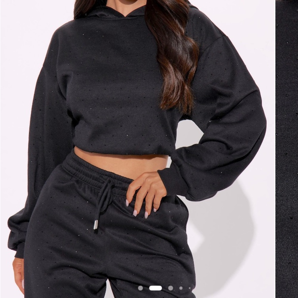 She's the star rhinestone cropped hoodie